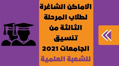 الأماكن الشاغرة لطلاب المرحلة الثالثة من تنسيق الجامعات 2021 للشعبة العلمية | إنفوجراف 