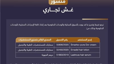  ضبط مستحضرات تجميل مغشوشة بالأسواق