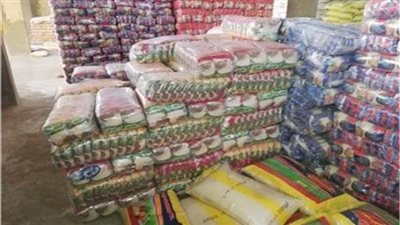 ضبط 42 طن أرز وسكر في حملة تموينية بجنوب الجيزة