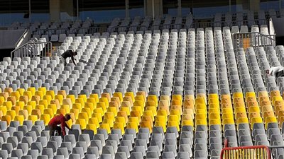 بعد أحداث الزمالك والمصري.. استاد برج العرب يعلن إصلاح مدرجاته | صور 