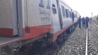خروج قطار عن مساره بالقنطرة غرب في الإسماعيلية صور