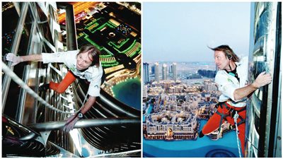 رجل عنكبوت يتسلق أطول مباني العالم