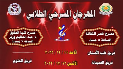 انطلاق فعاليات المهرجان المسرحى لطلاب جامعة المنصورة الأحد