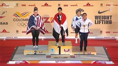 وزير الرياضة يهنئ سارة سمير بذهبية بطولة العالم لرفع الأثقال بكولومبيا