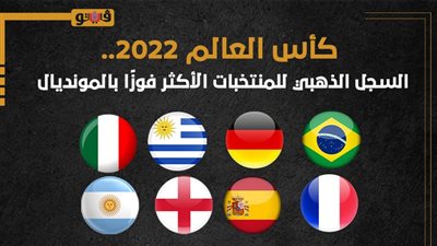كأس العالم 2022.. السجل الذهبي للمنتخبات الأكثر فوزًا بالمونديال| إنفوجراف 