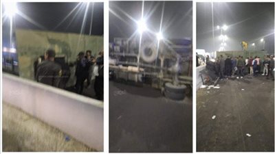 حادث محور 26 يوليو، تفاصيل انقلاب سيارة شرطة ووقوع إصابات، القبض على سائق تسبب في الواقعة، وننشر أول صور من موقع الحادث