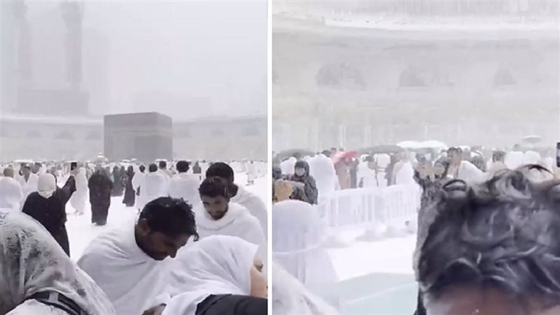 سقوط الثلوج علي مكة