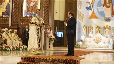 السيسي من كاتدرائية العاصمة الجديدة : كل عام وشعبنا وبلدنا بخير بمناسبة عيد الميلاد المجيد