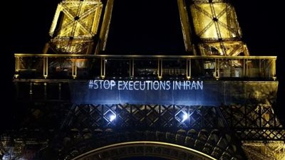 إضاءة برج إيفل بشعارات إيرانية لدعم المتظاهرين والنساء