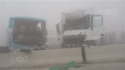 الشبورة القاتلة، مصرع شخص وإصابة 9 آخرين في تصادم أتوبيس بسيارة نقل ببني سويف