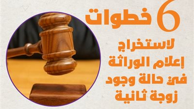 6 خطوات لاستخراج إعلام الوراثة في حالة وجود زوجة ثانية | انفو جراف 