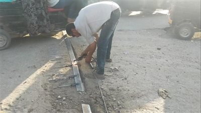 إصلاح بروز حديد بكوبري محطة ببا ببني سويف | صور