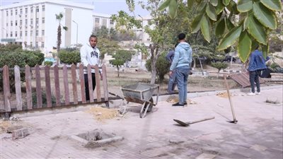 تجميل الحرم الجامعي بالأزهر خلال إجازة نصف العام الدراسي (صور)