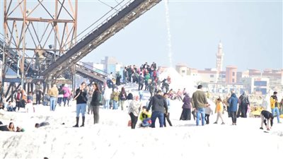 صور ترصد المئات يزورون جبال الملح في بورفؤاد