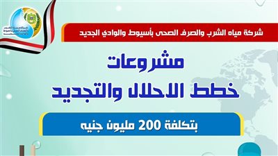 مياه أسيوط: 200 مليون جنيه تكلفة خطة التجديد لعام 2023