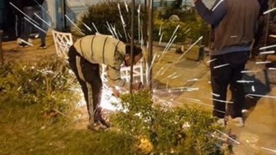 إزالة هيكل حديدي بطريق عبدالمنعم رياض في الشرقية 