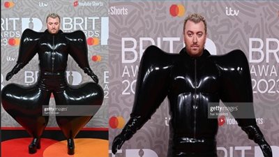 BRIT AWards، سام سميث يستمر بإطلالاته الغريبة على السجادة الحمراء