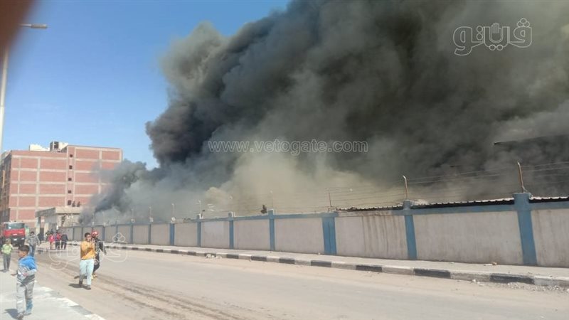 حريق مصنع في السويس،