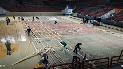 الصالة المغطاة ببرج العرب فى الإسكندرية تستقبل بطولة العالم للمصارعة (صور)