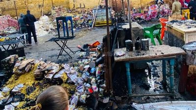 آثار حريق معرض أهلا رمضان بملوي (صور) 