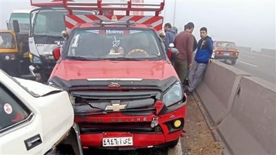 تصادم 5 سيارات على طريق المنصورة جمصة بسبب الشبورة 