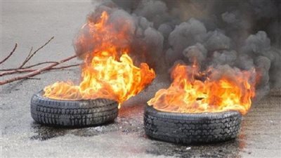 إخماد حريق بإطارات كاوتش في طنطا بالغربية 