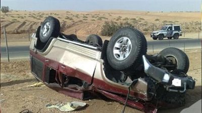 إصابة 5 من أسرة واحدة في حادث انقلاب سيارة ببني سويف