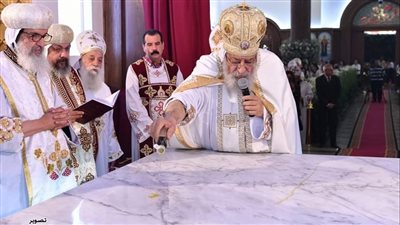 البابا تواضروس يدشن كنيسة مارجرجس في جزيرة بدران بعد تجديدها