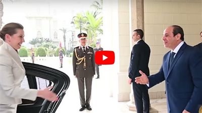 لحظة استقبال السيسي لرئيسة وزراء الدنمارك بقصر الاتحادية (فيديو) 