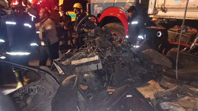 إصابة 11 فى حادث تصادم أتوبيس بسيارة نقل أعلى طريق اسبيكو بالسلام