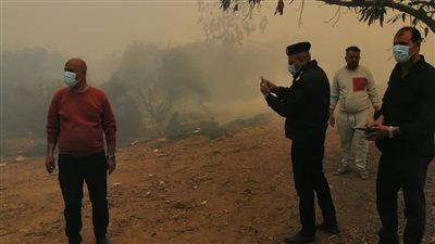 الحماية المدنية تحاول السيطرة على حريق هائل بأشجار حديقة كفر الجبل (صور)