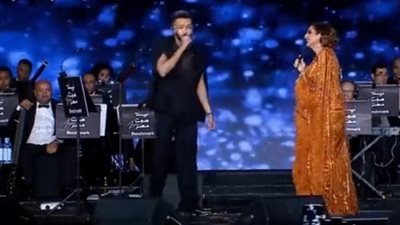 لأول مرة، أنغام و‎ويجز على مسرح واحد ويشعلان الحفل بأغنية كل ما نقرب (فيديو) 