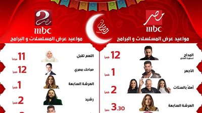 خريطة مواعيد مسلسلات وبرامج MBC مصر في رمضان