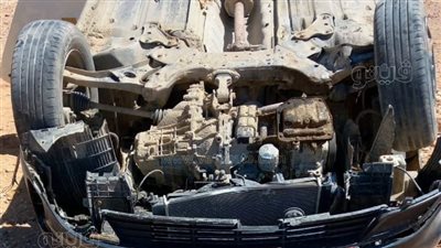 انقلاب سيارة شرطة في الكيلو 70 بطريق سيوة مطروح (صور)