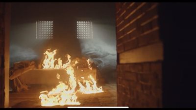 مسلسل رسالة الإمام، النيران تلتهم غرفة الشافعي أثناء وجوده بها (صور)