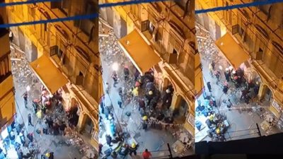 انهيار عقار بسوق المغاربة فى الإسكندرية والبحث عن مفقودين (فيديو)