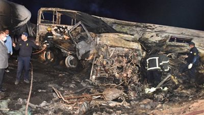 25 مصابا بحادث تصادم أتوبيس وسيارة نقل بطريق مطروح الساحلي