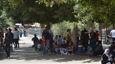 زوار حديقة الحيوان يلجأون إلى المظلات للاحتماء من أشعة الشمس (صور) 