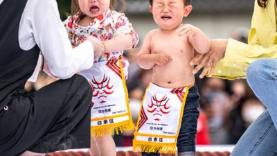 سومو بكاء الأطفال، إعادة إحياء أحد أغرب المهرجانات في العالم (صور)