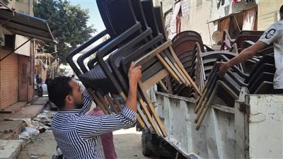 رفع إشغالات وتعديات المقاهي والكافيهات في حملة بشمال الجيزة