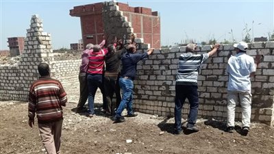 إزالة بالأيدي لـ بناء مخالف في المنصورة (صور) 