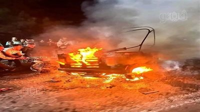 سباق الموت، مصرع شخصين في احتراق توك توك اصطدم بموتوسيكلات بالشرقية (صور)