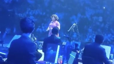 لحظة سقوط شيرين عبد الوهاب على المسرح خلال حفلها بدبي (فيديو)