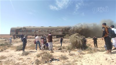 نشوب حريق في قطار مطروح - القاهرة بدون إصابات (صور) 