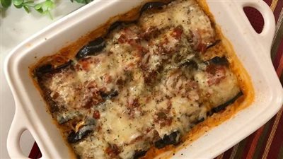 طريقة عمل لازانيا الباذنجان بالإسباجتي من الشيف فيفيان (فيديو)