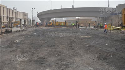 الانتهاء من رفع آثار حريق المعرض التجاري ببني سويف