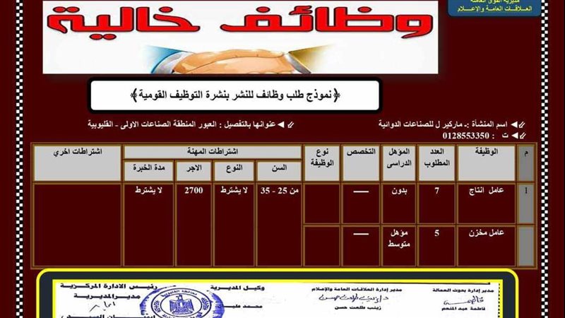 وظائف بالقليوبية،