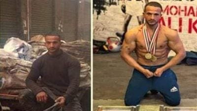 أزمة أحمد بغدودة تكشف الحكاية الكاملة لعلي الشرقاوي ، بطل كأس مصر في كمال الأجسام يجمع القمامة لمواصلة التدريب 