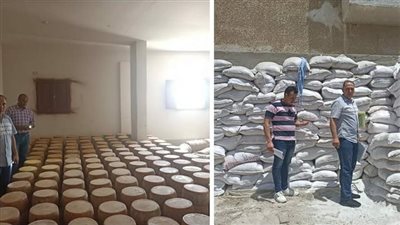 ضبط 15 طن ملح وجبنة رومي مجهولة المصدر خلال حملة تموينية بدمنهور (صور)