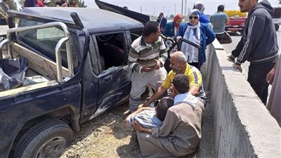 تفاصيل إصابة سائق سيارة ربع نقل على طريق رافد جمصة 